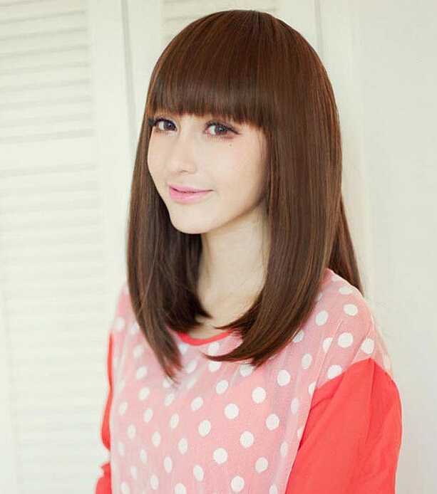 韓式淑女中長發直發發型圖片