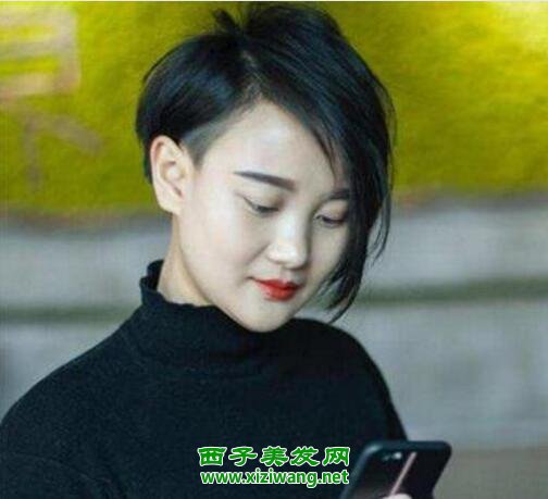 女生兩邊不對稱短發發型一長一短女生短發