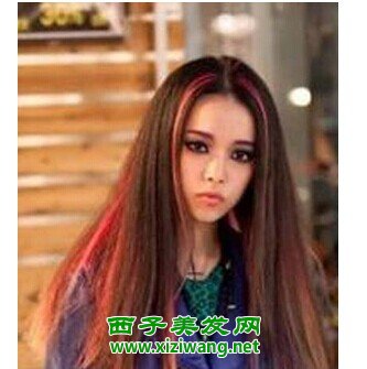 中長發挑染發型圖片