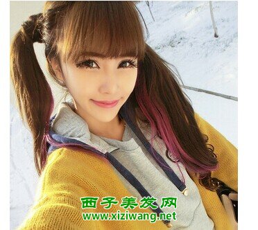 中長發挑染發型圖片