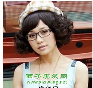 潮女中短卷發發型圖